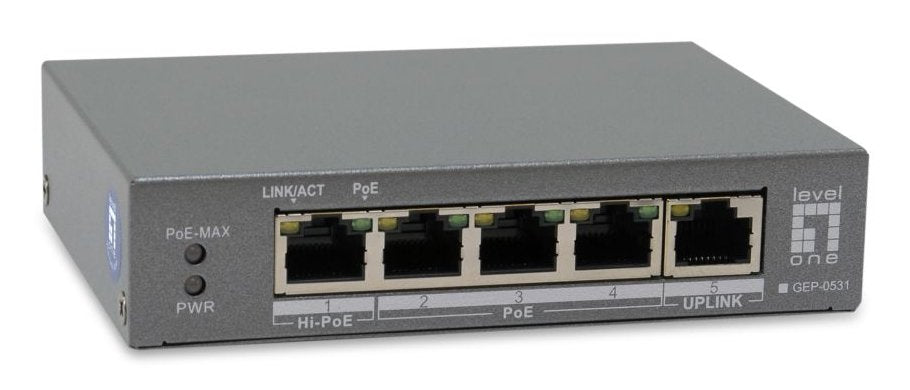 Levelone Poe+Switch 3xge Poe/1xhi-Poe 60w Unmanaged Plástico