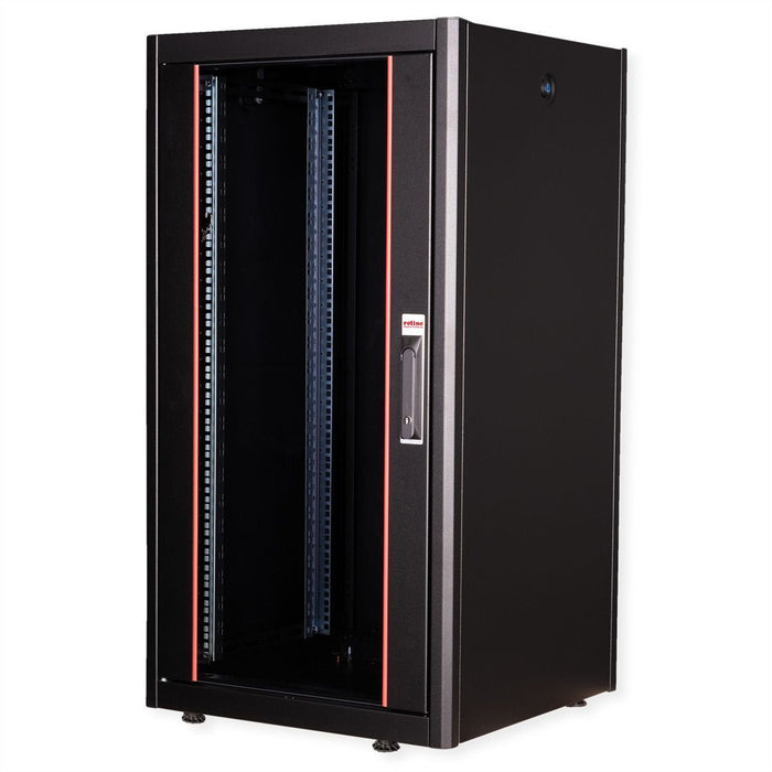 Roline 19-Zoll Netzwerkschrank Basic 22 He, 600x600 Bxt Glastr Schwarz