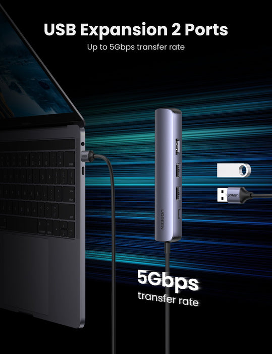 EAN 6957303819195 - Ugreen 10919 base para portátil y replicador de puertos Alámbrico USB 3.2 Gen 1 (3.1 Gen 1) Type-C Gris imagen 6
