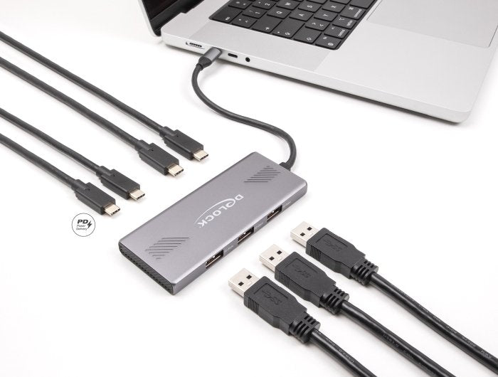 Hub Delock 7 Port Usb 10 Gbps Mit 4 X Usb Type-C Buchse Und 3 X Usb Typ-A Buchse Mit Pd 80 W