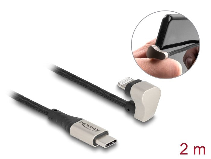 Delock Daten- Y Cable De Carga Usb Tipo-C A Lightning F 180° Angular 2 M Mfi
