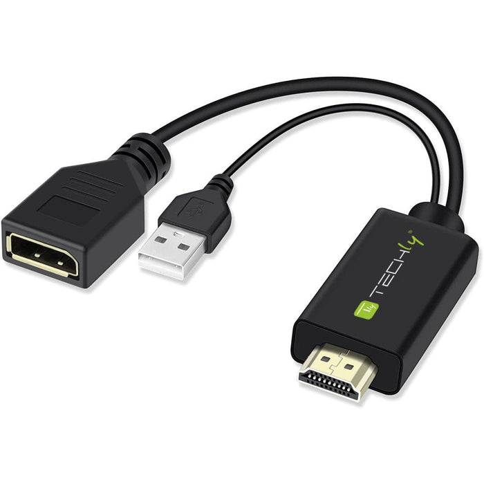 Techly Icoc Hdmi-Dp12a Adaptador Hdmi A Displayport Con Alimentación Usb 4k*30hz M/F