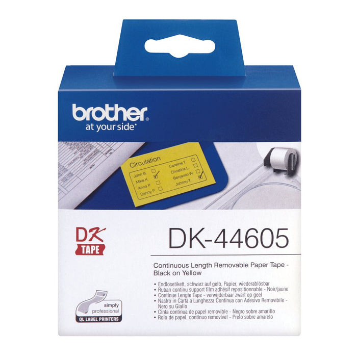 Brother Dk44605,Adhesivo ExtraaBle,Amarillo,Rodillo (6,2 Cm X 30,5 M) 1 Bobina(S) Etiquetas,Para Brother Ql-1050, 1060, 500, 550, 560, 570, 580, 650, 700, 710, 720
