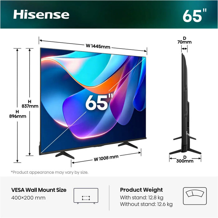 EAN 6942351430751 - Hisense 65A6S 165,1 cm (65") 4K Ultra HD Smart TV Wifi Negro imagen 2