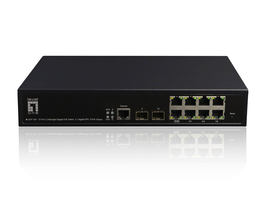 Levelone Switch 10x Ge Gep-1061      2xgsfp     125w  8xpoe