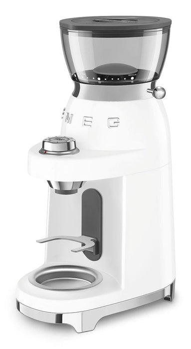 Molinillo De Café Smeg Cgf03wheu, 15 Grados De Molienda, Depósito De 240 G, 150 W, Blanco.