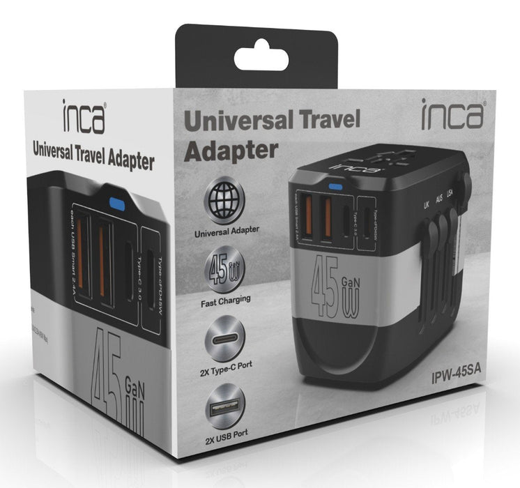 Inca Universal Reiseadaptador +Usa Eu Uk Aus Negro