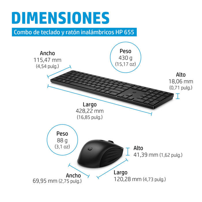 EAN 196188140895 - HP 655 Wireless Keyboard and Mouse Combo teclado Ratón incluido Hogar RF inalámbrico Negro imagen 2