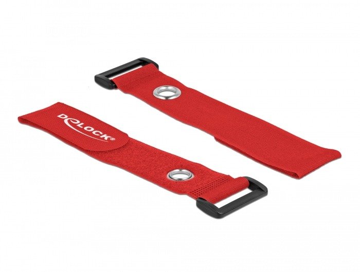 Delock Klett-Cablebinder Mit Schlaufe Und Befestigungsöse L 280 X B 38 Mm Rot 3 Stück
