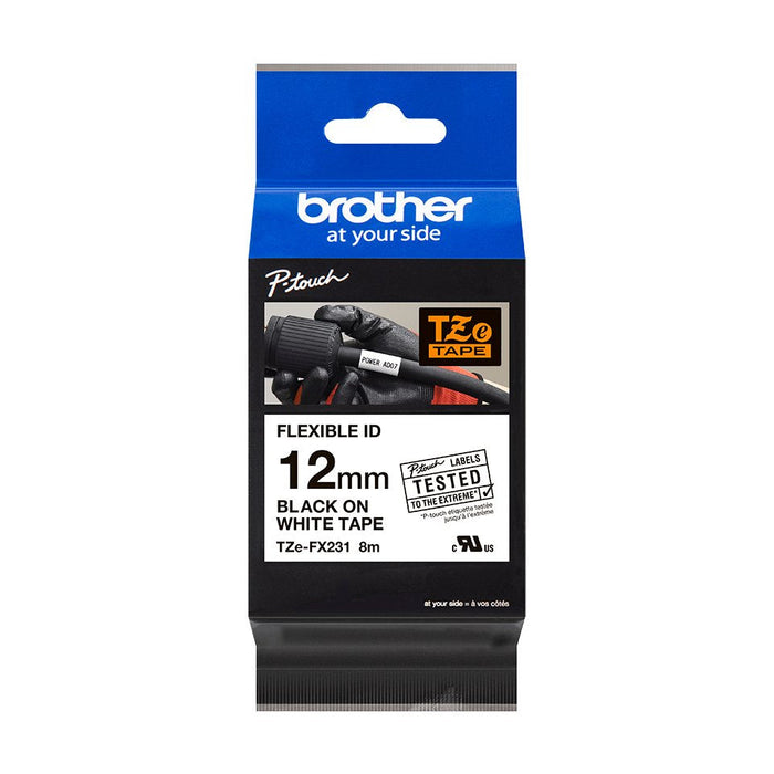 Brother Tzefx231,Negro Sobre Blanco,Rollo (1,2 Cm X 7,99 M) 1 Bobina(S) Cinta De Id Flexible,Para P-Touch Pt-1010, D210, D450, D800, E550, H110, P300, P900, P950, P-Touch Edge Pt-P750