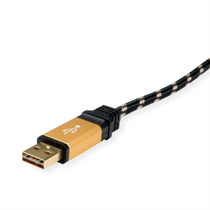 Roline Gold Usb 2.0 Cable, Usb A St Reversibel - Usb C St Gewinkelt, 0,8 M