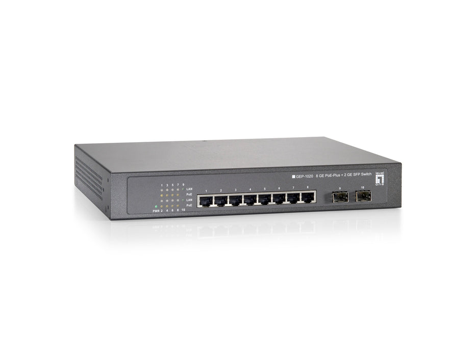 EAN 4015867185711 - LevelOne GEP-1020 switch Gigabit Ethernet (10/100/1000) Energía sobre Ethernet (PoE) Gris imagen 1