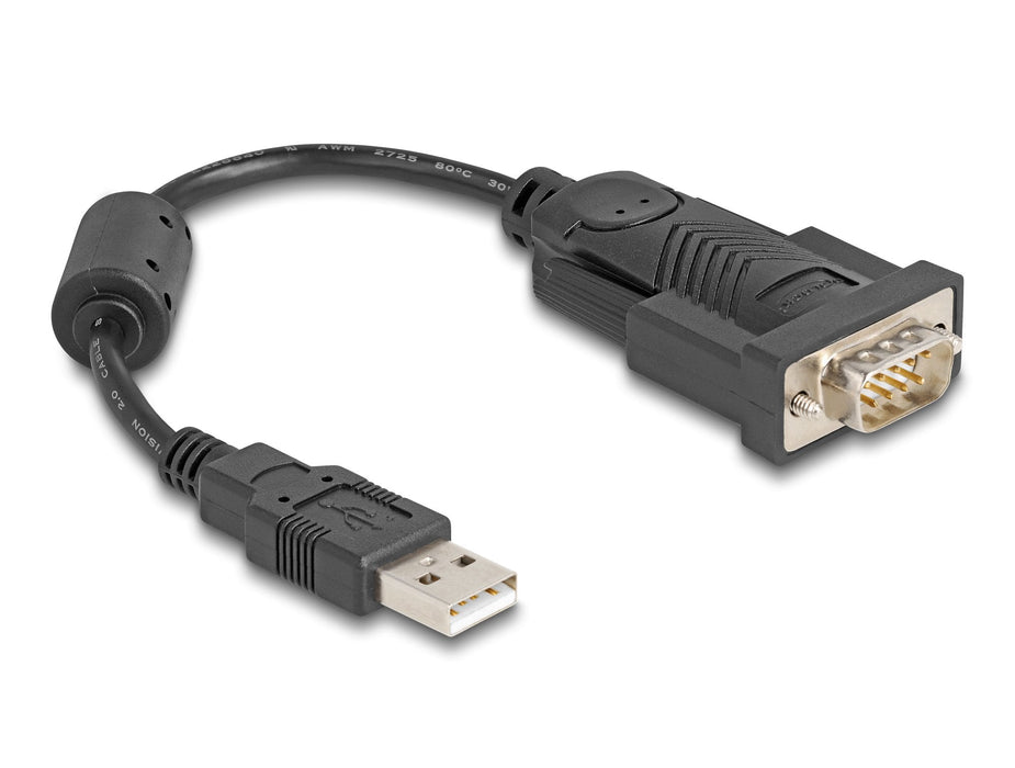 Delock 61549 Adaptador Usb 2.0 Tipo-A A 1 X Serie Rs-232 D-Sub 9 Pines Macho Con Núcleo De Ferrita 0,25 M