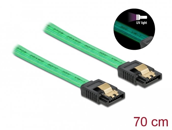 Cable Delock 82112 De Sata 0,7 M Sata 7-Pin Verde