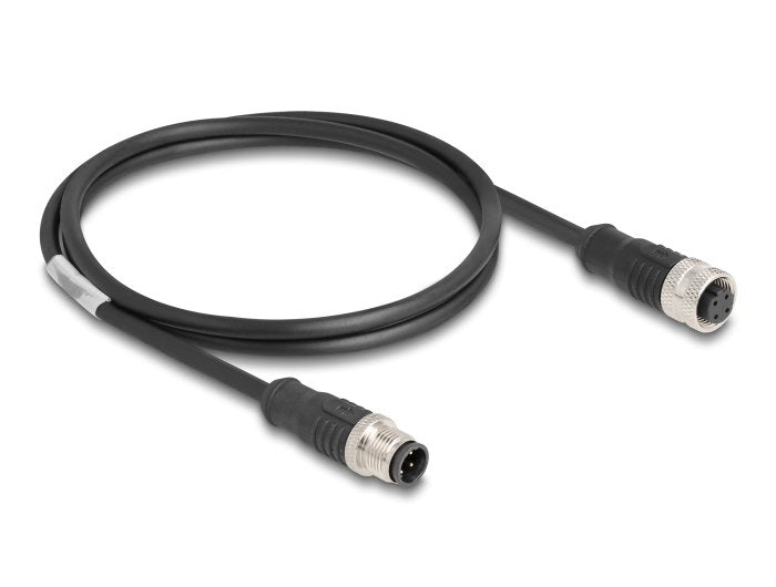 Delock 80844 Cable M12 Codificado D 4 Pin Macho A Hembra Pvc 1 M