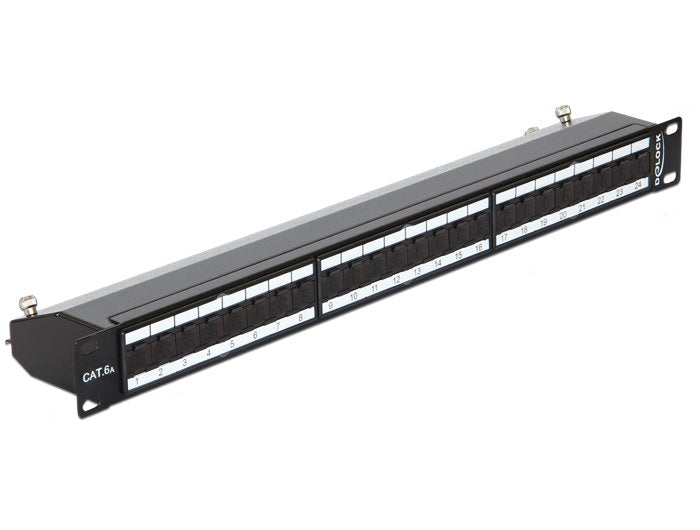 Delock 19" Patch Panel 24-Port Cat6a Negro Protegido