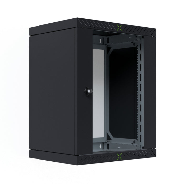 Armario De Pared X-Rack De 19" Con Puerta De Vidrio De 400-600 Mm, 15u, Color Negro.