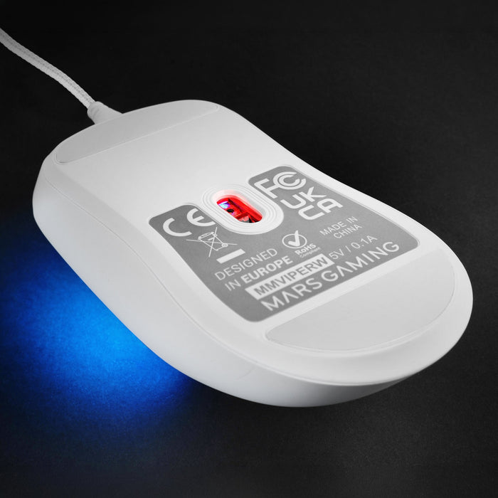 Mouse Mars Gaming Mm-Viperw Ultraligero 56g Cableado Usb 6 Botones 12800 Dpi Rgb Blanco