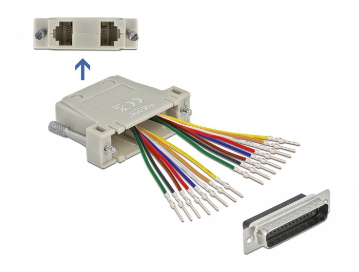 Delock 66835 D-Sub Hd De 44 Pines Macho Engarzado A 2 X Rj45 Hembra Con Kit De Montaje Beige