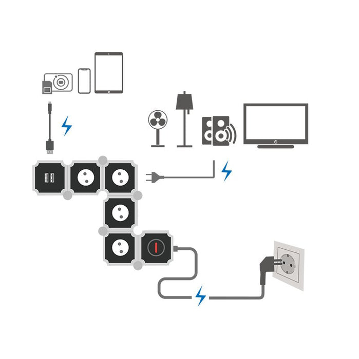 Regleta De Enchufes De 4 Vías Logilink, 4xcee 7/3 + 2xusb-A, 1,5 M