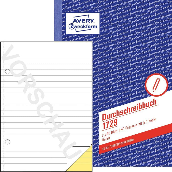 Avery Zweckform Durchschreibebuch - 40 Hoja - A5 (148 X 210 Mm)