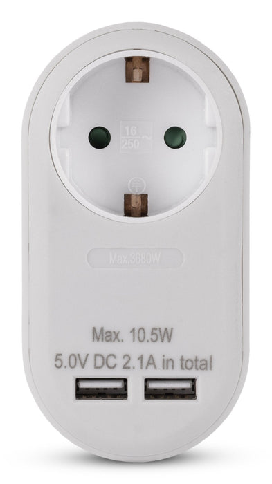 Entac Meckdosenadaptador + 2x Usb-A Blanco