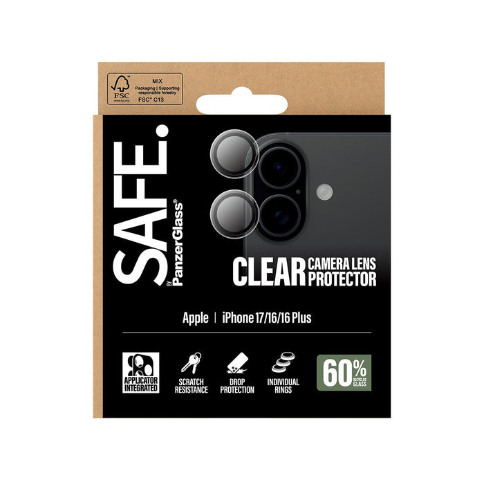 Panzerglass Safe. By ® Kameraschutz Transparent Iphone 17 Iphone 16 16 Plus, Apple, Apple - Iphone 17, Apple - Iphone 16, Apple - Iphone 16 Plus, Seco Aplicación, Resistente A Arañazos,