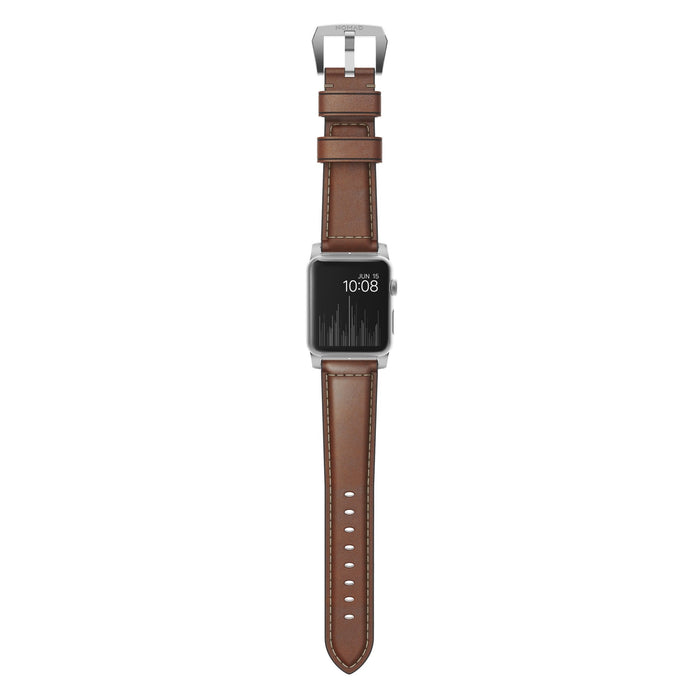 Nomad Strap Trad. Lthr. Brown Connect. Silver 42/44/45/49mm