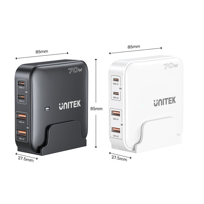 Unitek Ladowarka Biurkowa Gan 70w 2xusb-A 2xusb-C