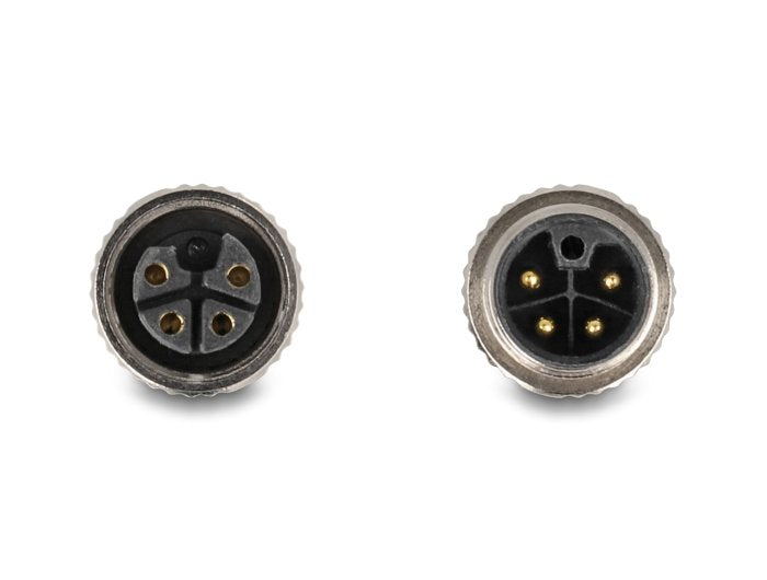 Delock M12 Cable L-Kodiert 4 Pin Stecker Rechts Gewinkelt Zu Buchse Gerade Pur Schleppkettentauglich 3 M Schwarz