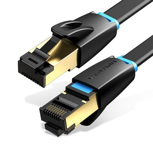 Cable De Red Ethernet Plano Vention Cat 8 Sstp 30 Awg 2 M Negro