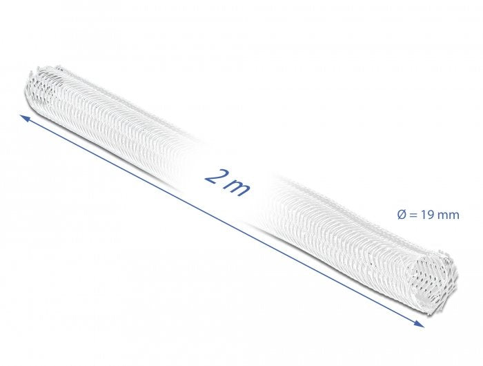 Manguera De Trenza Delock Con Sujetador De Velcro, 2 Metros X Ø 19 Mm Blanco 20702