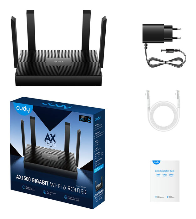 EAN 6971690793159 - Cudy WR1500 router inalámbrico Gigabit Ethernet Doble banda (2,4 GHz / 5 GHz) Negro imagen 6