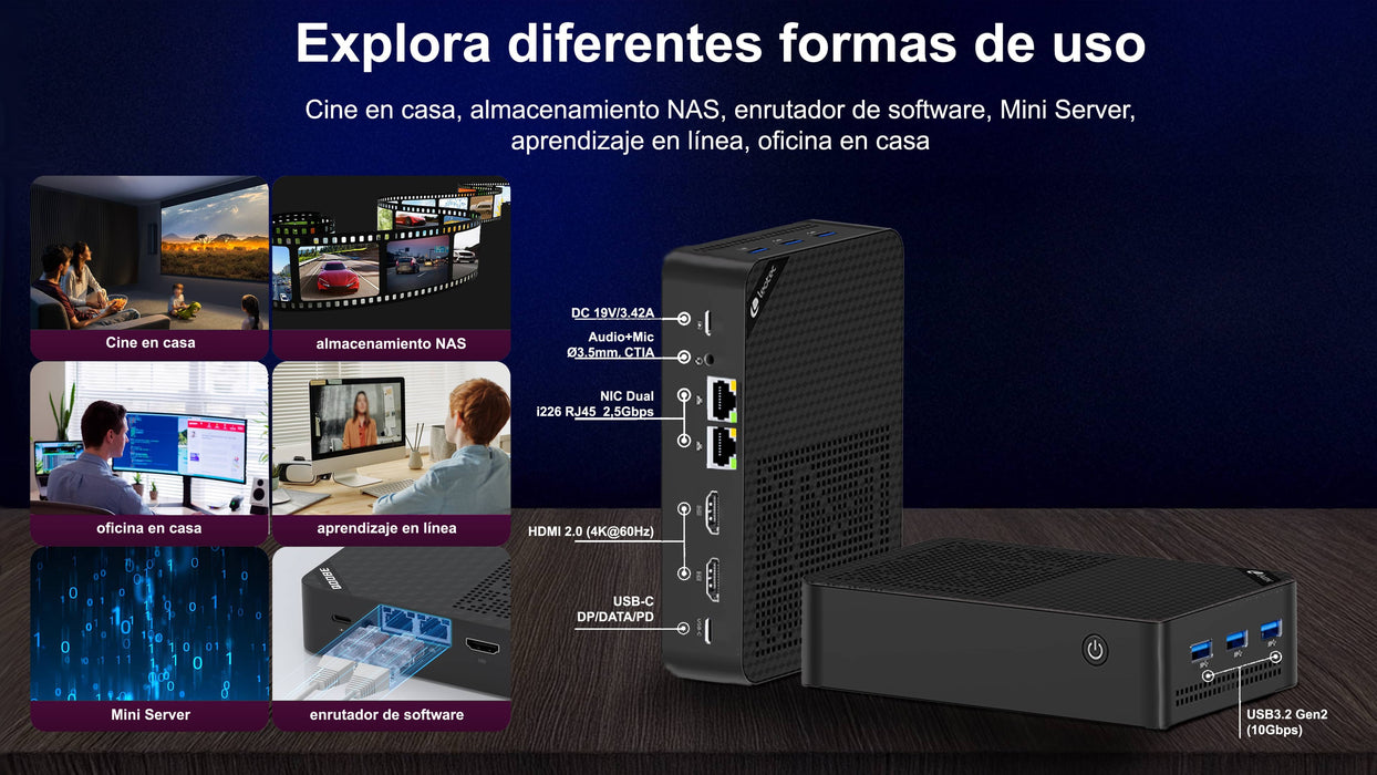 EAN 8436588883667 - Leotec LEMPC23 PC/estación de trabajo barebone Cubo Negro N150 3,6 GHz imagen 4