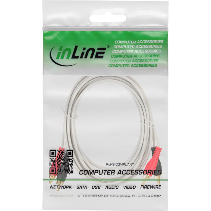 Cable De Audio Inline 2x Rca Macho A Macho Blanco/Dorado 3m