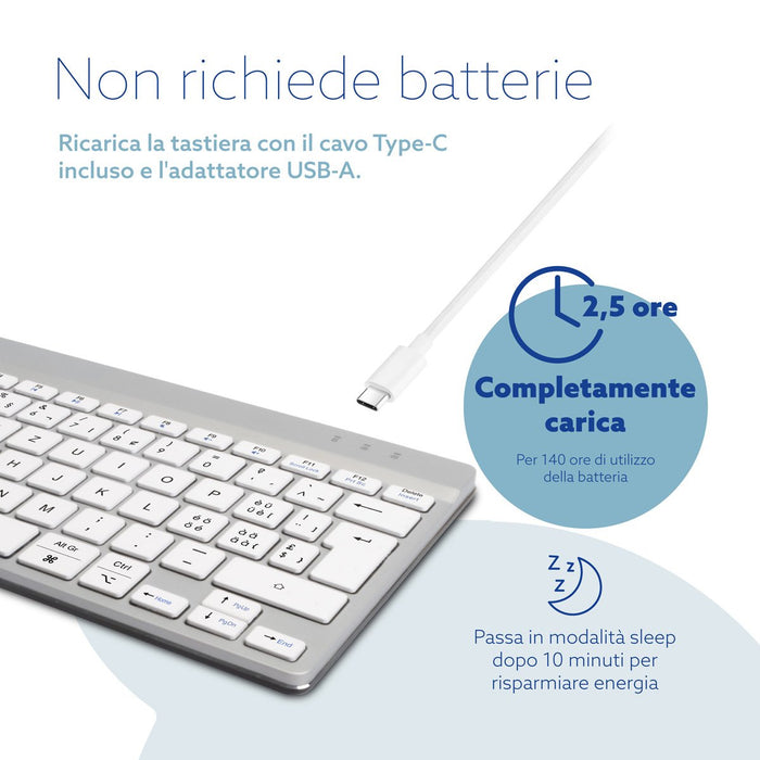 R-Go Compact Break Keyboard,  Qwertz (Ch), Bluetooth, White
