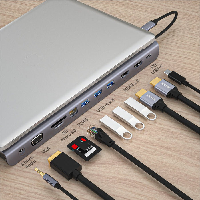 EAN 4894160048103 - UNITEK uHUB 11+ Alámbrico Thunderbolt 3 Gris imagen 4