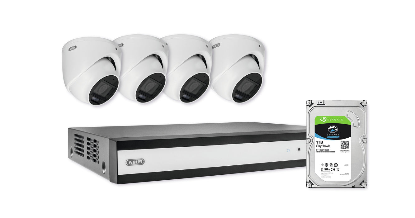 Abus Analog-Video-Set: 4 Mini-Dome-Kameras + Rekorder