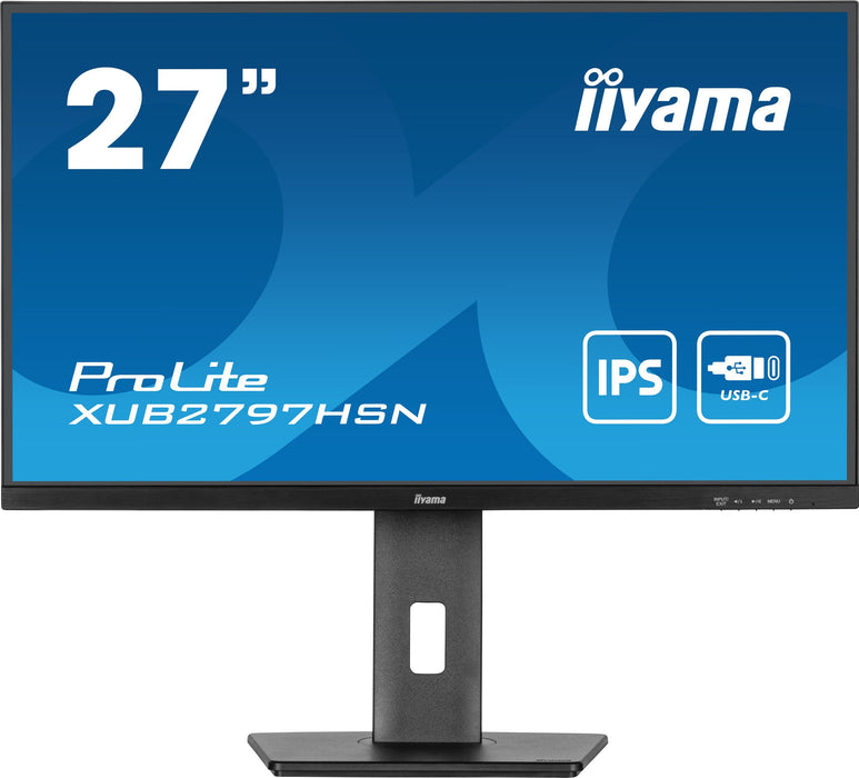 Monitor Iiyama Prolite Xub2797hsn-B1 (27 Pulgadas), Negro (Mate), Fullhd, Ips, Usb-C, Rj-45, Panel 100hz Xub2797hsn-B1