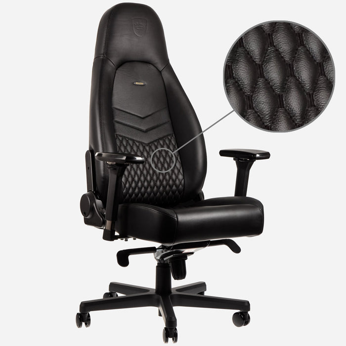 Noblechairs Icon Echtleder Gaming Silla - Negro Negro