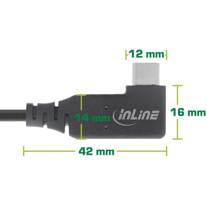 Inline Usb4 Cable, Usb Type-C, One Side Angled, Pd 240w, 8k60hz, Tpe Black, 0.5m