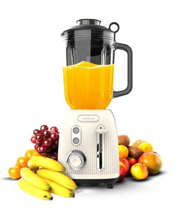 Cecotec Standmixer Power Negro Titanium Retrobeige (Beige, 1.200 Watt, 1,5 Liter) 3885