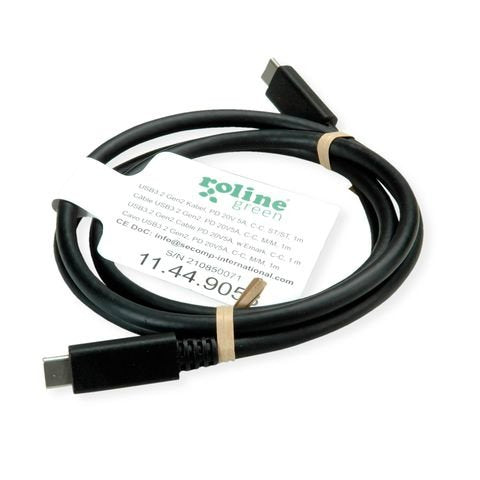 Roline Verde Usb 3.2 Gen 2 Cable, C-C, St St, 10gbit S, Emark, 100w, Schwarz, 0,5 M