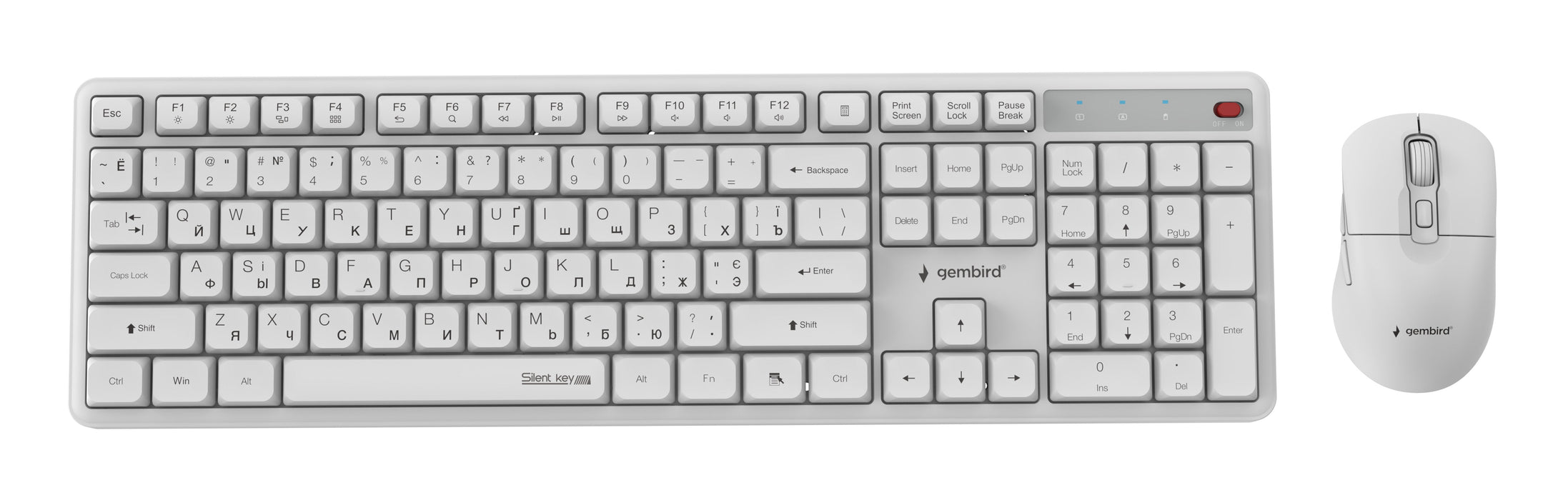 Keyboard +Mouse Wrl Cyrillic/Wht Kbs-Wms-01-W-Cyrl Gembird