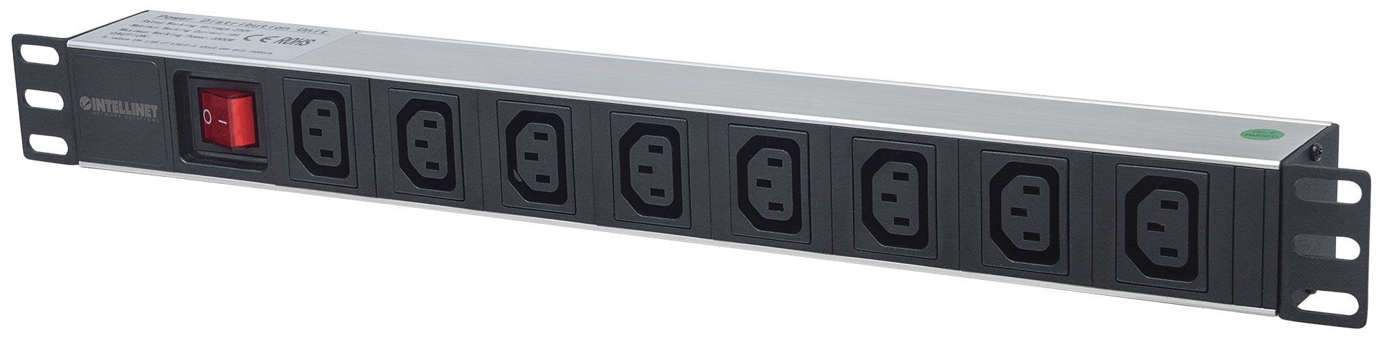 Intellinet Regleta, 1u, Negro, Plata, 8 Salidas Ac, C13 Acoplador, 2 M, 110 - 250 V