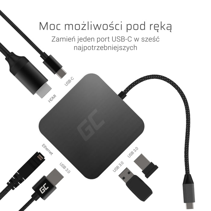EAN 5903317224587 - Green Cell AK61 base para portátil y replicador de puertos USB 3.2 Gen 1 (3.1 Gen 1) Type-C Plata imagen 2