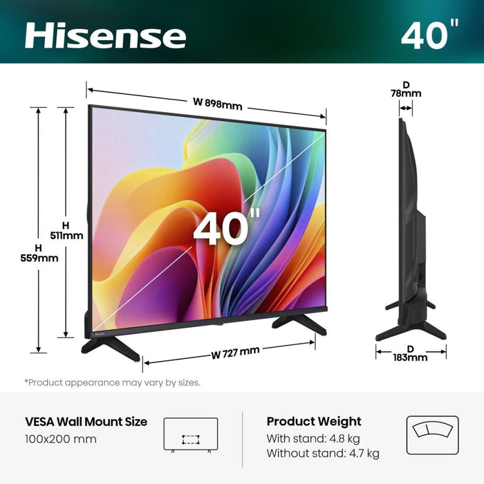 EAN 6942351429380 - Hisense 40A49S 101,6 cm (40") Full HD Smart TV Wifi Negro imagen 2