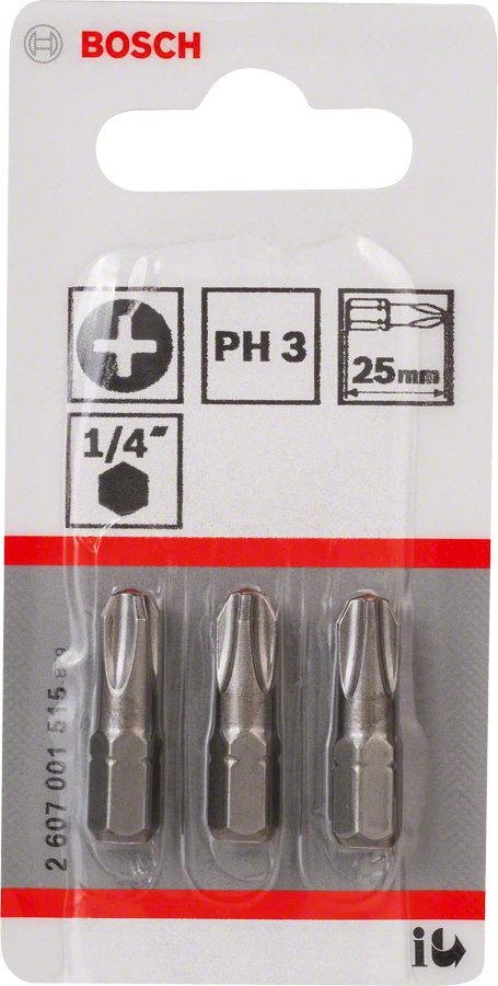 EAN 3165140300414 - Bosch 2 607 001 515 punta de destornillador 3 pieza(s) imagen 2