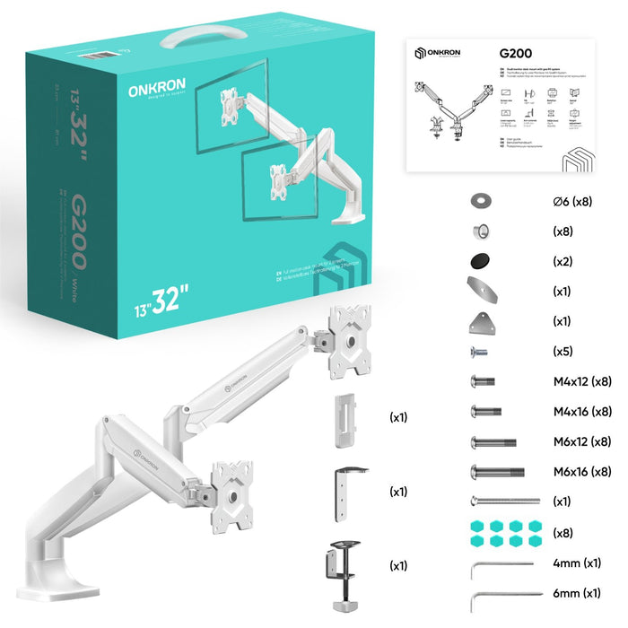EAN 4603728443386 - ONKRON G200-W soporte para monitor 81,3 cm (32") Escritorio Blanco imagen 7