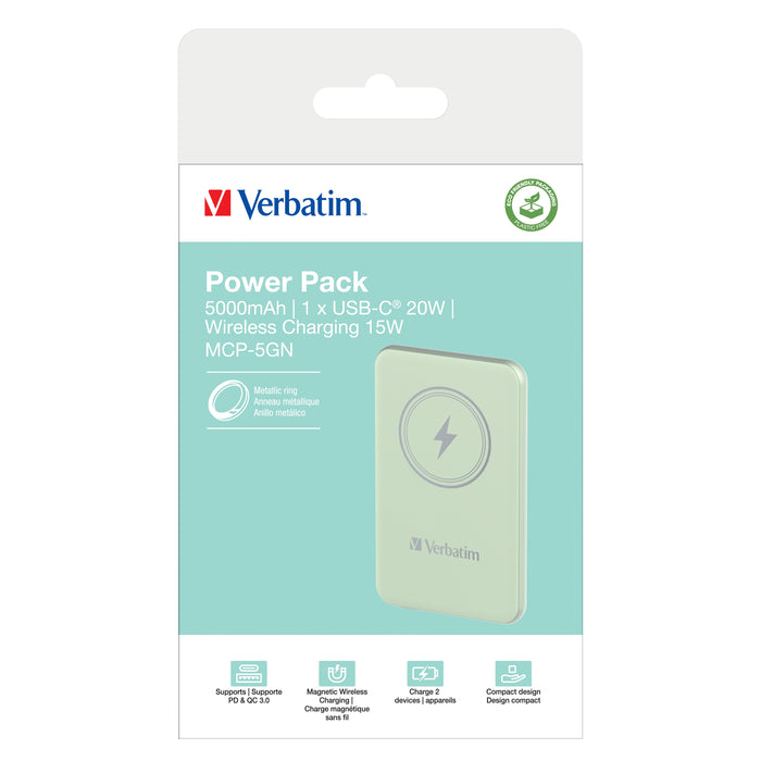 EAN 0023942322412 - Verbatim Charge 'n' Go Polímero de litio 5000 mAh Cargador inalámbrico Verde imagen 4